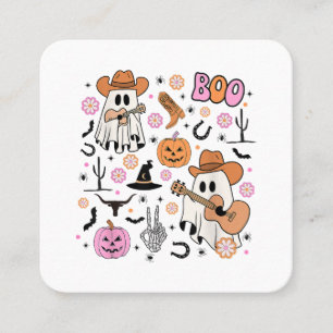Carte De Visite Carré Éffrayant Ghost Cowboy Cute Halloween Boo Western 