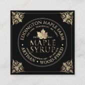 Carte De Visite Carré Elaborer le sirop d'érable noir et or (Devant)