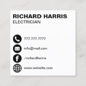 Carte De Visite Carré Électricien moderne de bougie bleue (Dos)