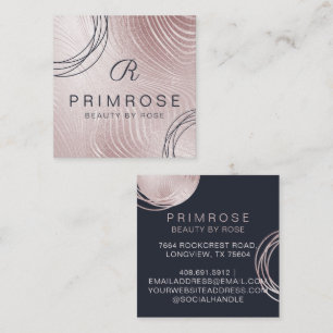 Carte De Visite Carré Élégant Abstrait Glam Rose Gold Luxury Monogramme
