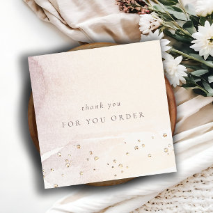 Carte De Visite Carré Elégant Abstrait Gold Purple Logo Commande Merci