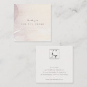 Carte De Visite Carré Elégant Abstrait Gold Purple Logo Commande Merci (Devant / Derrière)