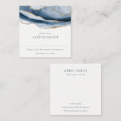 Carte De Visite Carré Elégant Abstrait Marine Blue Agate Gold Nomination (Devant / Derrière)