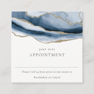 Carte De Visite Carré Elégant Abstrait Marine Blue Agate Gold Nomination