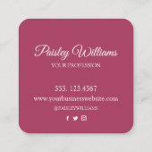 Carte De Visite Carré Élégant Aquarelle Blush Rose Script floral (Dos)