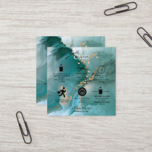 Carte De Visite Carré Elégant Aquarelle moderne Turquoise soins aux boug