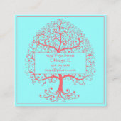 Carte De Visite Carré Élégant arbre de vie Pastel rose Personnalisé (Dos)