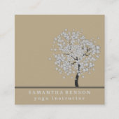 Carte De Visite Carré Elégant arbre Yoga Instructeur Wellness Life Coach (Devant)