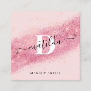 Carte De Visite Carré Élégant artiste de maquillage de parties scintilla
