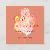 Carte De Visite Carré Élégant ballons de Parties scintillant Monogramme (Devant)