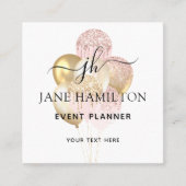 Carte De Visite Carré Élégant ballons de Parties scintillant Monogramme (Devant)