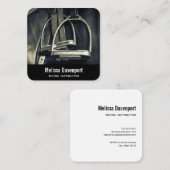 Carte De Visite Carré Élégant bâton d'argent sur selle d'équitation angl (Devant / Derrière)