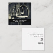 Carte De Visite Carré Élégant bâton d'argent sur selle d'équitation angl (Devant / Derrière)