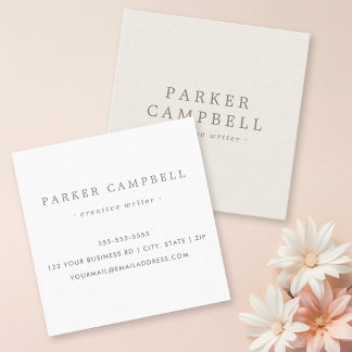 Carte De Visite Carré Elégant beige clair marron design minimaliste