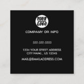 Carte De Visite Carré élégant Black custom Business Logo, professionnel (Dos)