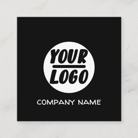Carte De Visite Carré élégant Black custom Business Logo, professionnel (Devant)