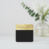 Carte De Visite Carré Élégant Black Gold Script Étudiant (Debout devant)