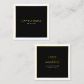 Carte De Visite Carré Elégant Black Gold White Luxueux Modèle (Devant / Derrière)