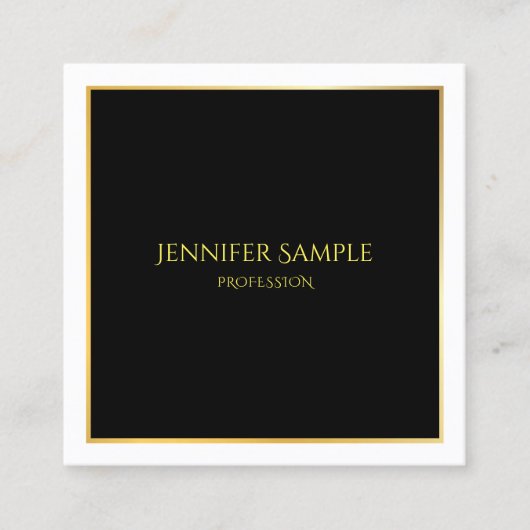 Carte De Visite Carré Elégant Black Gold White Luxueux Modèle (Devant)