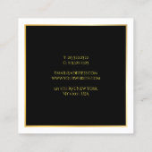 Carte De Visite Carré Elégant Black Gold White Luxueux Modèle (Dos)