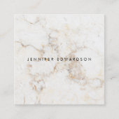 Carte De Visite Carré Élégant blanc de marbre QR code professionnel (Devant)