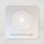 Carte De Visite Carré Elégant blanc Lotus Fleur Flore Mandala (Devant)