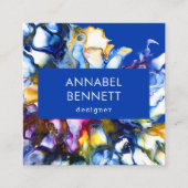 Carte De Visite Carré Elégant bleu abstrait (Devant)