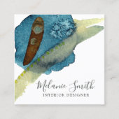 Carte De Visite Carré Elégant bleu Abstrait Aquarelle (Devant)