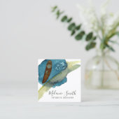 Carte De Visite Carré Elégant bleu Abstrait Aquarelle (Debout devant)