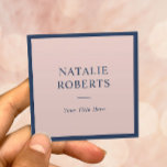 Carte De Visite Carré Elégant bleu marine et rose pâle minimaliste encad<br><div class="desc">Elégant Cartes de visite encadrés bleu marine et rose vif minimaliste marine.</div>
