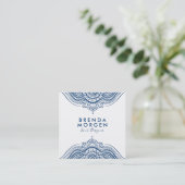 Carte De Visite Carré Elégant bleu Paisley Mandala (Debout devant)