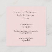 Carte De Visite Carré Elegant Blush Pink Black Script 3 Photo Lashes (Dos)