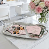 Carte De Visite Carré Elegant Blush Pink Black Script 3 Photo Lashes