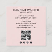 Carte De Visite Carré Elegant Blush Pink Black Script 3 Photo Makeup (Dos)