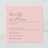 Carte De Visite Carré Elegant Blush Pink Black Script 3 Photo Makeup (Dos)