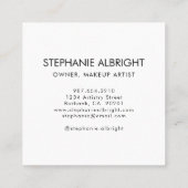 Carte De Visite Carré Elegant Blush Pink Black Script 3 Photo Makeup (Dos)