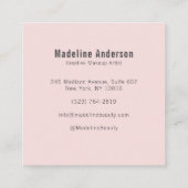 Carte De Visite Carré Elegant Blush Pink Black Script 3 Photo Makeup (Dos)