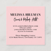 Carte De Visite Carré Elegant Blush Pink Black Script Photo Makeup (Dos)