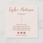 Carte De Visite Carré Elegant Blush Pink Script with Bow        (Dos)