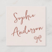 Carte De Visite Carré Elegant Blush Pink Script with Bow        (Devant)