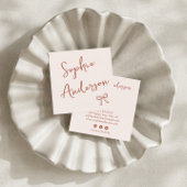 Carte De Visite Carré Elegant Blush Pink Script with Bow       