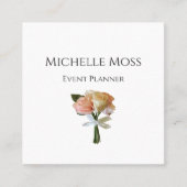 Carte De Visite Carré Élégant Boho Botanical Blush Rose Professionnel (Devant)