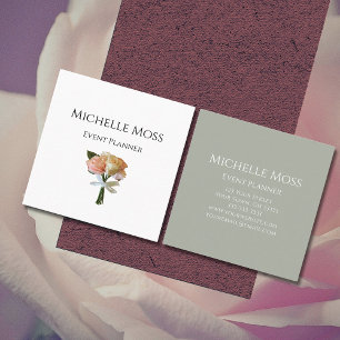 Carte De Visite Carré Élégant Boho Botanical Blush Rose Professionnel