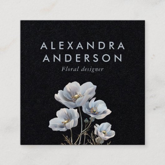 Carte De Visite Carré Elégant Boho minimal Fleur sauvage aquarelle (Devant)