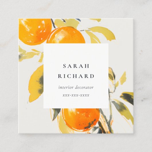 Carte De Visite Carré Elégant Boho moderne Abstrait Sketchy Orange Garde (Devant)