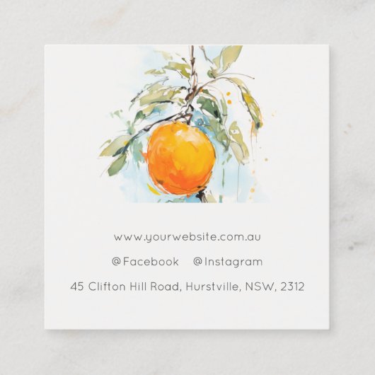 Carte De Visite Carré Elégant Boho moderne Abstrait Sketchy Orange Garde (Dos)