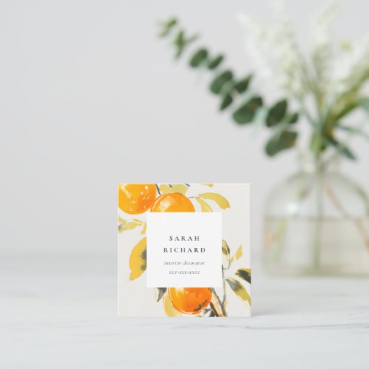 Carte De Visite Carré Elégant Boho moderne Abstrait Sketchy Orange Garde (Debout devant)