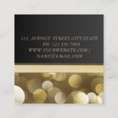 Carte De Visite Carré Élégant, Bokeh, Silhouette Arbre Or (Dos)