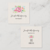 Carte De Visite Carré Elégant Bouquet de fleurs rose (Devant / Derrière)