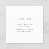Carte De Visite Carré Elégant brossé Marbre blanc en bande d'argent (Dos)